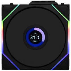 Lian Li UNI FAN TL Wireless LCD Fan - ARGB, PWM - 140mm - Siyah Renk - Reverse Blade