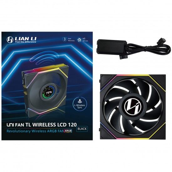 Lian Li UNI FAN TL Wireless LCD Fan - ARGB, PWM - 120mm - Siyah Renk Lian Li UNI FAN TL Wireless LCD Fan - ARGB, PWM - 120mm - Siyah Renk