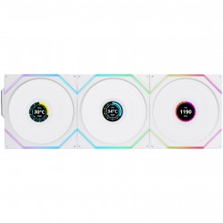 Lian Li UNI FAN TL Wireless LCD Fan - ARGB, PWM - 120mm - Beyaz Renk - Kontrolcü Dahil 3'lü Set - Reverse Blade