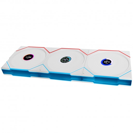 Lian Li UNI FAN TL Wireless LCD Fan - ARGB, PWM - 120mm - Beyaz Renk - Kontrolcü Dahil 3'lü Set - Reverse Blade