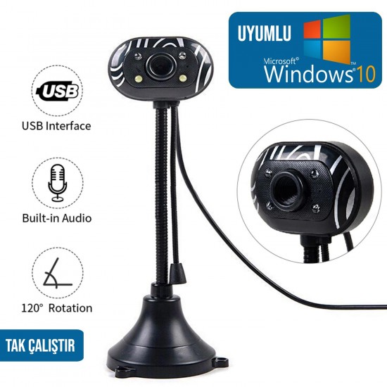 Dahili Mikrofonlu Usb Masaüstü Webcam (Kamera)