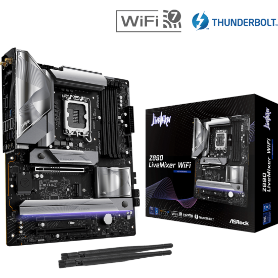 ASRock Z890 LiveMixer WiFi, Intel Z890 Mainboard, Socket LGA 1851, Intel Z890, ATX, DDR5 Anakart