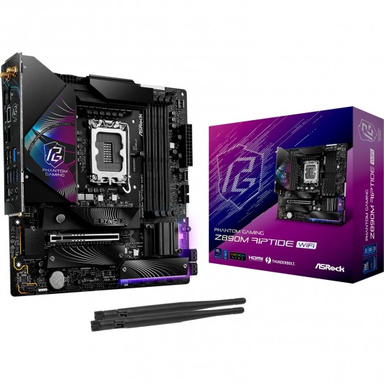 ASRock Phantom Gaming Z890M RIPTIDE WIFI micro ATX Anakart - LGA1851 Soket - Z890 Chipset