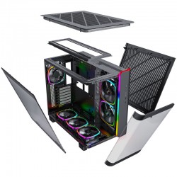 Montech KING 95 PRO - Tempered Glass veya Mesh Kullanım, ARGB (6 Fanlı) Siyah Kasa