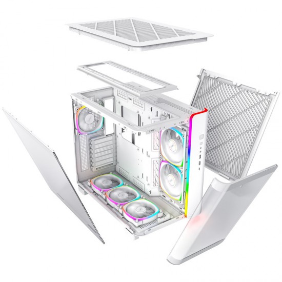 Montech KING 95 PRO - Tempered Glass veya Mesh Kullanım, ARGB (6 Fanlı) Beyaz Renk