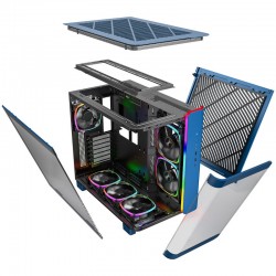 Montech KING 95 PRO - Tempered Glass veya Mesh Kullanım, ARGB (6 Fanlı) Mavi Renk