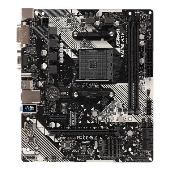 Asrock B450M-HDV R4.0 - B450 Chipset - Socket AM4 - micro ATX Motherboard