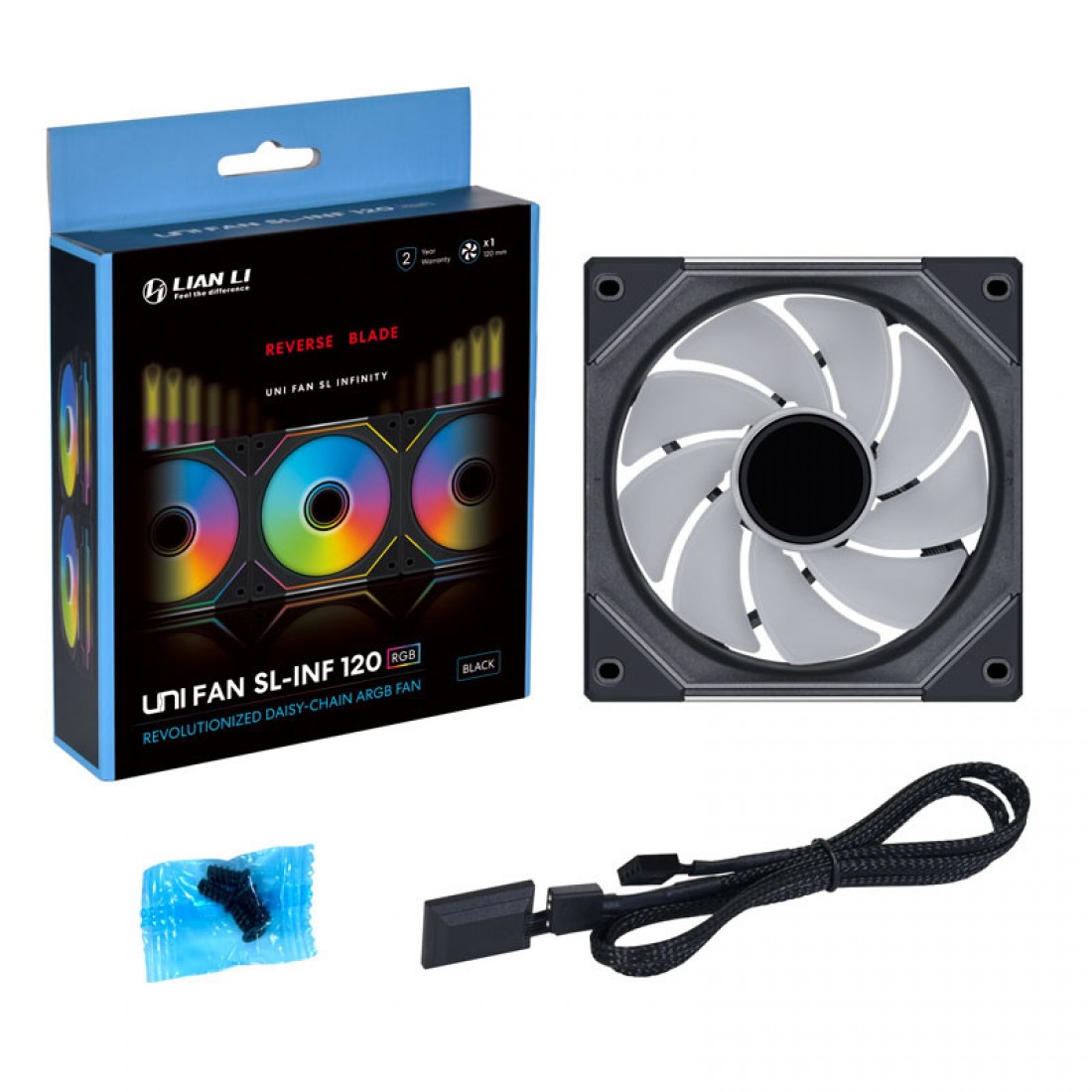 Lian Li UNI FAN SL Infinity (SL-INF) 120mm ARGB PWM - Reverse Blade - Siyah