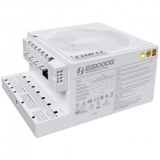 Lian Li EDGE GOLD 1000 80 PLUS Gold power supply, PCIe 5.1, ATX 3.1 - 1,000 watts, White, (USB hub Dahildir)