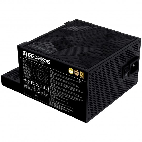Lian Li EDGE GOLD 850 80 PLUS Gold Power Supply, PCIe 5.1, ATX 3.1 - 850 Watts, Black
