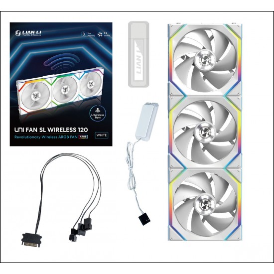 Lian Li UNI FAN SL Wireless ARGB PWM Fan - 3lü Set Kontrolcü Dahil -120mm - Beyaz Renk Lian Li UNI FAN SL Wireless ARGB PWM Fan - 3lü Set Kontrolcü Dahil -120mm - Beyaz Renk