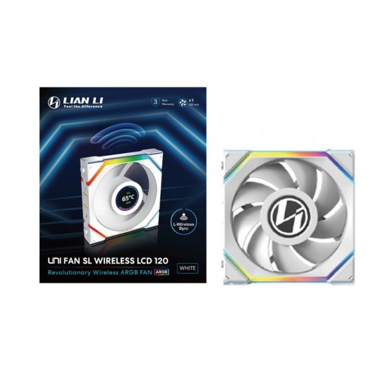 Lian Li UNI FAN SL Wireless LCD Fan - ARGB, PWM - 120mm - Beyaz Renk Lian Li UNI FAN SL Wireless LCD Fan - ARGB, PWM - 120mm - Beyaz Renk