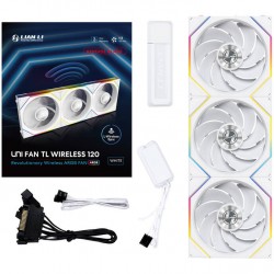 Lian Li UNI FAN TL Wireless 120mm RGB - White - Model: 12TL1W3W - Reverse Blade - Incl. Controller 3-Pack Lian Li UNI FAN TL Wireless 120mm RGB - White - Model: 12TL1W3W - Reverse Blade - Incl. Controller 3-Pack