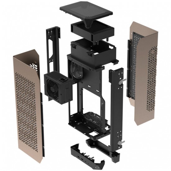 Cooler Master Ncore 100 MAX, Mini-ITX, SFX 850W Gold Psu ve Riser (PCIe 4.0) kablo dahil, Bronz Renk