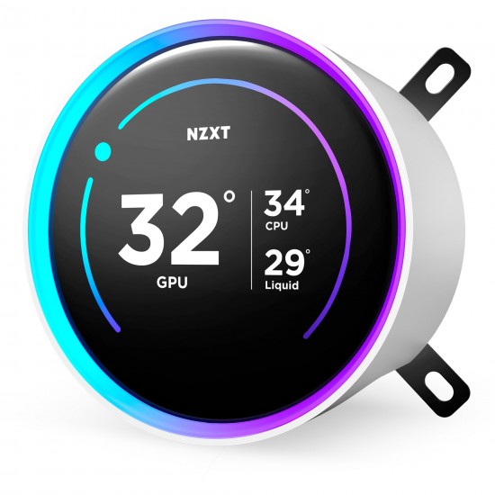 NZXT Kraken Elite 360 RGB 360mm AIO Liquid Cooler with 2.72" IPS LCD & RGB - White NZXT Kraken Elite 360 RGB 360mm AIO Liquid Cooler with 2.72" IPS LCD & RGB - White