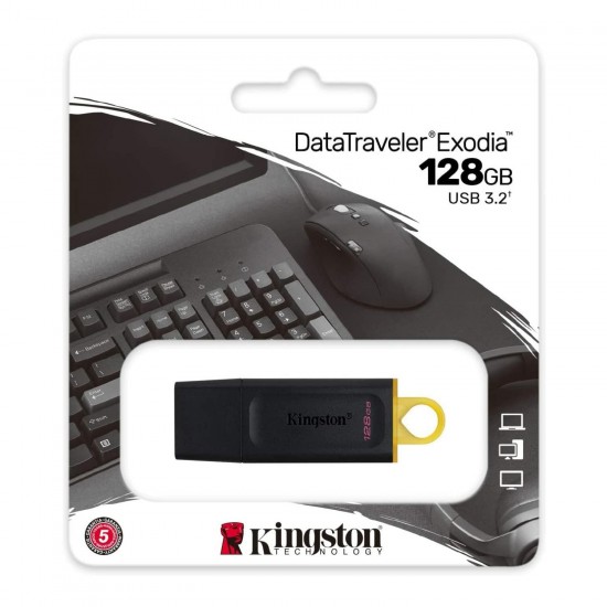 Kingston DataTraveler Exodia 128GB USB Flash Memory USB3.2 Gen1 (Black + Yellow) DTX/128GB Kingston DataTraveler Exodia 128GB USB Flash Memory USB3.2 Gen1 (Black + Yellow) DTX/128GB