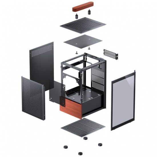 Jonsbo T6 Bilgisayar Kasası, Tempered Glass, Wood – Siyah Renk