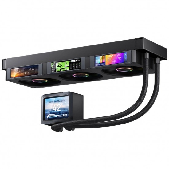 Jonsbo TF3-360SCB - ARGB, 3.5 inch + 3 x 3.38 inch LCD Screen Aio Cpu Cooler - 360mm - Black Jonsbo TF3-360SCB - ARGB, 3.5 inch + 3 x 3.38 inch LCD Screen Aio Cpu Cooler - 360mm - Black