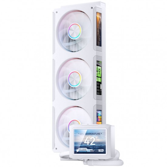 Jonsbo TF3-360SCW - ARGB, 3.5 inch + 3 x 3.38 inch LCD Screen Aio Cpu Cooler - 360mm - White Jonsbo TF3-360SCW - ARGB, 3.5 inch + 3 x 3.38 inch LCD Screen Aio Cpu Cooler - 360mm - White