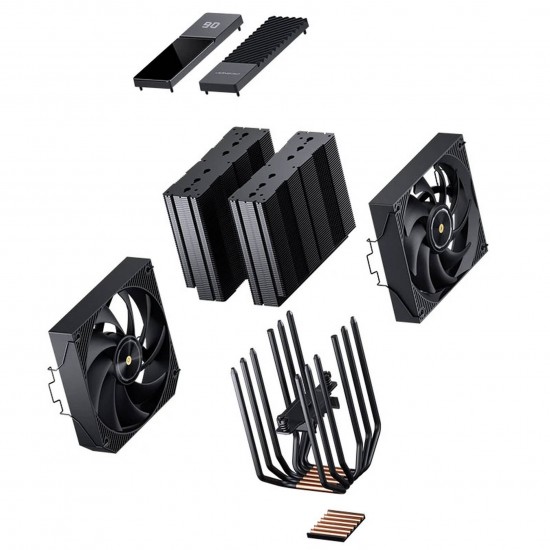 Jonsbo CC90 CPU Cooler, Dual Tower, 130mm PWM Fan, Display - Black