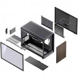 Jonsbo D33 Wood PC Case - Tempered Glass - Black