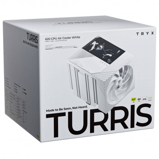 TRYX TURRIS T620 CPU Air Cooler - 5 inch IPS 60 Hz Display - 120mm - White