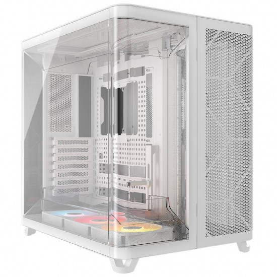 Corsair AIR 5400 RS-R ARGB PC Case, White, Includes pre-installed 3× RS-R ARGB reverse fans