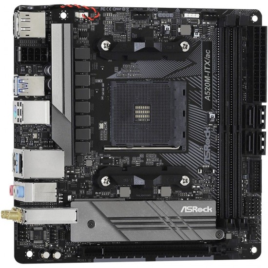 ASRock A520M-ITX/ac - Mini-ITX Anakart - Socket: AM4 - Chipset: A520 ASRock A520M-ITX/ac - Mini-ITX Anakart - Socket: AM4 - Chipset: A520
