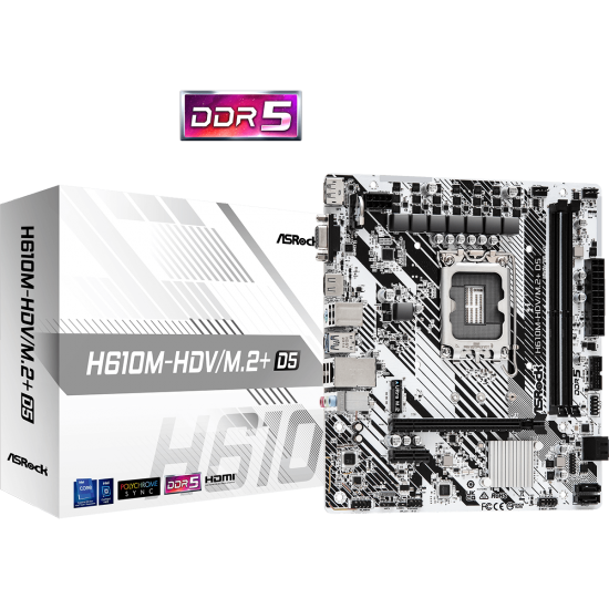 ASRock H610M-HDV/M.2+ D5 micro ATX Anakart - LGA1700 Soket H610 Chipset