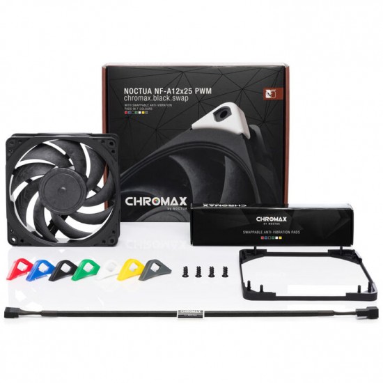 Noctua NF-A12X25 PWM chromax.black.swap Fan - 120mm (12cm) Siyah Renk Noctua NF-A12X25 PWM chromax.black.swap Fan - 120mm (12cm) Siyah Renk