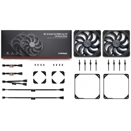 Noctua NF-A14X25 G2 PWM Sx2-PP chromax.black Fan Kit LCP - 140mm - 2Pcs