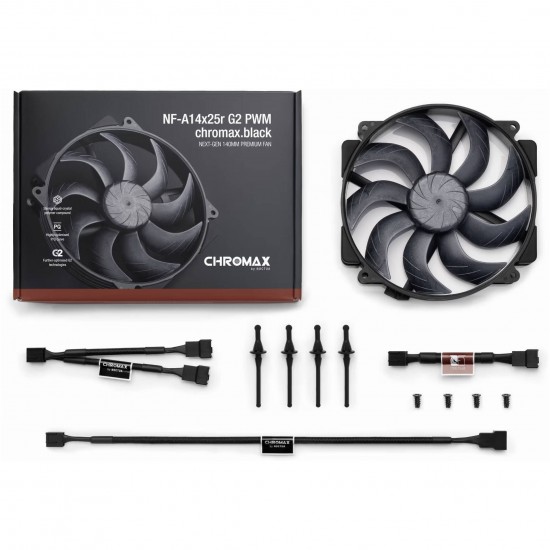 Noctua NF-A14X25r G2 PWM chromax.black Fan - LCP -140mm