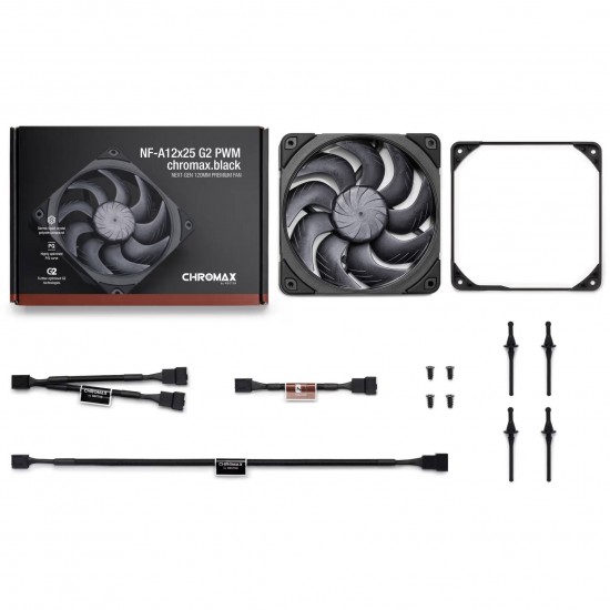 NOCTUA NF-A12x25 G2 PWM Fan - 120mm - Chromax - Black NOCTUA NF-A12x25 G2 PWM Fan - 120mm - Chromax - Black