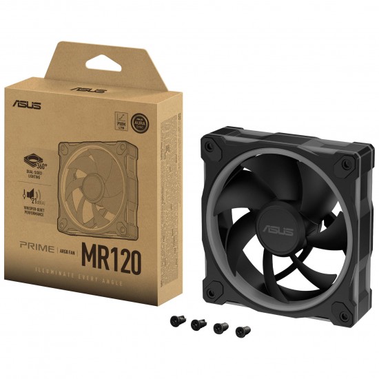ASUS Prime MR120 ARGB Fan, PWM - 120mm, Black ASUS Prime MR120 ARGB Fan, PWM - 120mm, Black