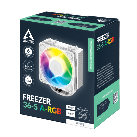 Arctic Freezer 36-S Multi Compatible Tower CPU Cooler A-RGB (White) Arctic Freezer 36-S Multi Compatible Tower CPU Cooler A-RGB (White)