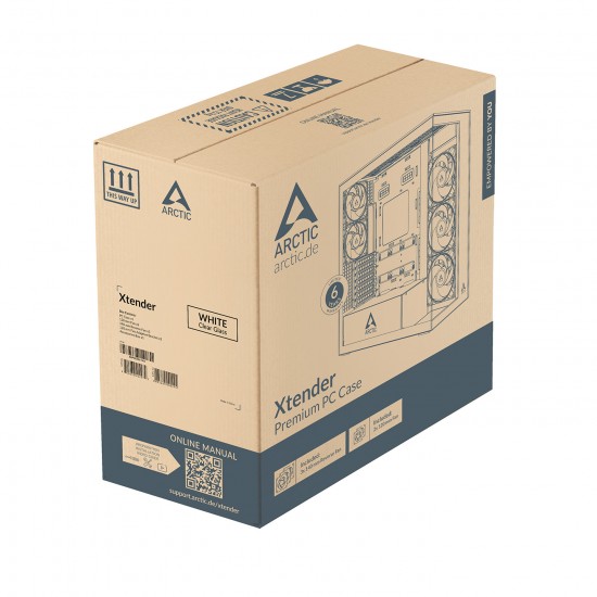 ARCTIC Xtender Bilgisayar Kasası, E-ATX, RGB, Tempered Glass - Dahili 5 Fan - Beyaz