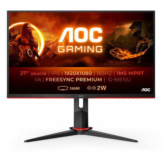AOC 27 C27G2AE/BK 165Hz 1ms 2xHDMI DP VGA VA FHD FreeSync Premium Curved Gaming Monitör AOC 27 C27G2AE/BK 165Hz 1ms 2xHDMI DP VGA VA FHD FreeSync Premium Curved Gaming Monitör