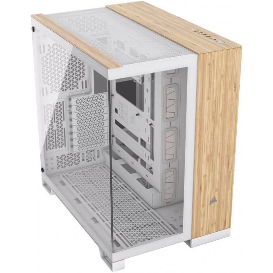 Corsair 6500X Mid-Tower Dual Chamber PC Case, White/Bamboo (CC-9011284-WW)