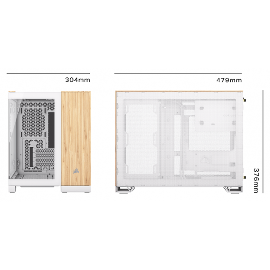 Corsair 2500X White/Bamboo Dual Chamber Tempered Glass Computer Case