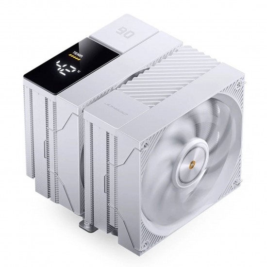 Jonsbo CC90 CPU Cooler, Dual Tower, 130mm PWM Fan, Display - White