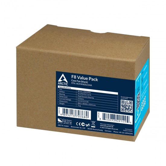 ARCTIC F8 Standard 80 mm (8cm) Kasa Fanı (5 Adet) (ACFAN00234A) ARCTIC F8 Standard 80 mm (8cm) Kasa Fanı (5 Adet) (ACFAN00234A)