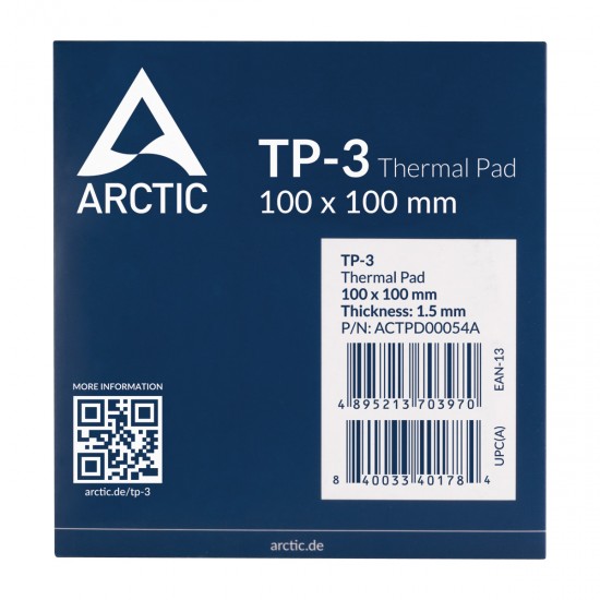 Arctic TP-3 Premium Performance Thermal Pad - Boyut: 100x100mm - Kalınlık 1.5mm Arctic TP-3 Premium Performance Thermal Pad - Boyut: 100x100mm - Kalınlık 1.5mm