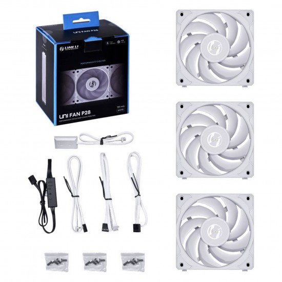 Lian Li UNI FAN P28 - 120mm, White, Triple Pack (3Pcs) Lian Li UNI FAN P28 - 120mm, White, Triple Pack (3Pcs)