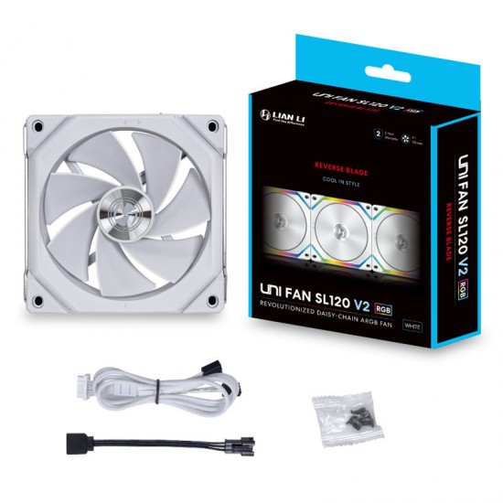 Lian Li UNI FAN SL120 V2 ARGB Reverse Blade 120mm (12cm) Beyaz ARGB PWM Kasa Fanı 