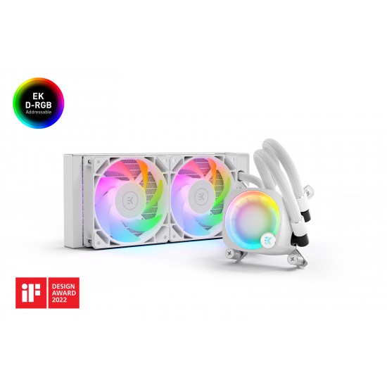 EK-Nucleus AIO CR240 Lux D-RGB White - Liquid CPU Cooler with EK FPT Fans