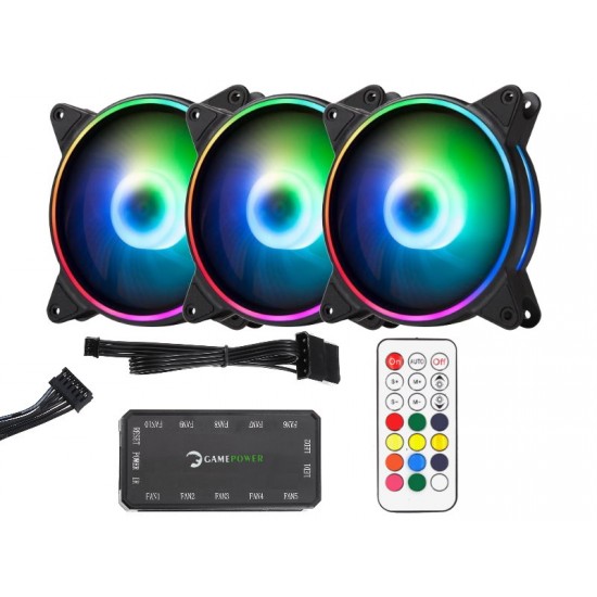 GamePower - 120mm RGB LED Adreslenebilir Kasa Fanı - 3in1 Kit GamePower - 120mm RGB LED Adreslenebilir Kasa Fanı - 3in1 Kit