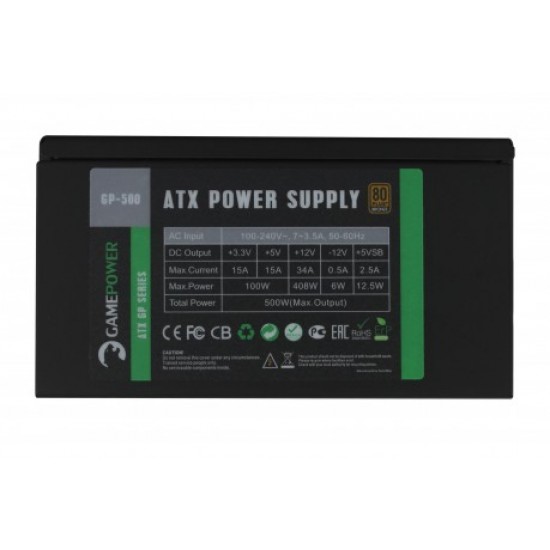 Gamepower GP-500 Apfc 14cm 80+  500W Psu - Power Supply